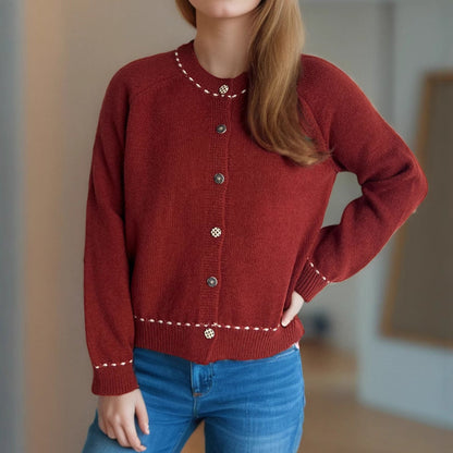 Damen Strickjacke Dekorative Knöpfe Eveloria