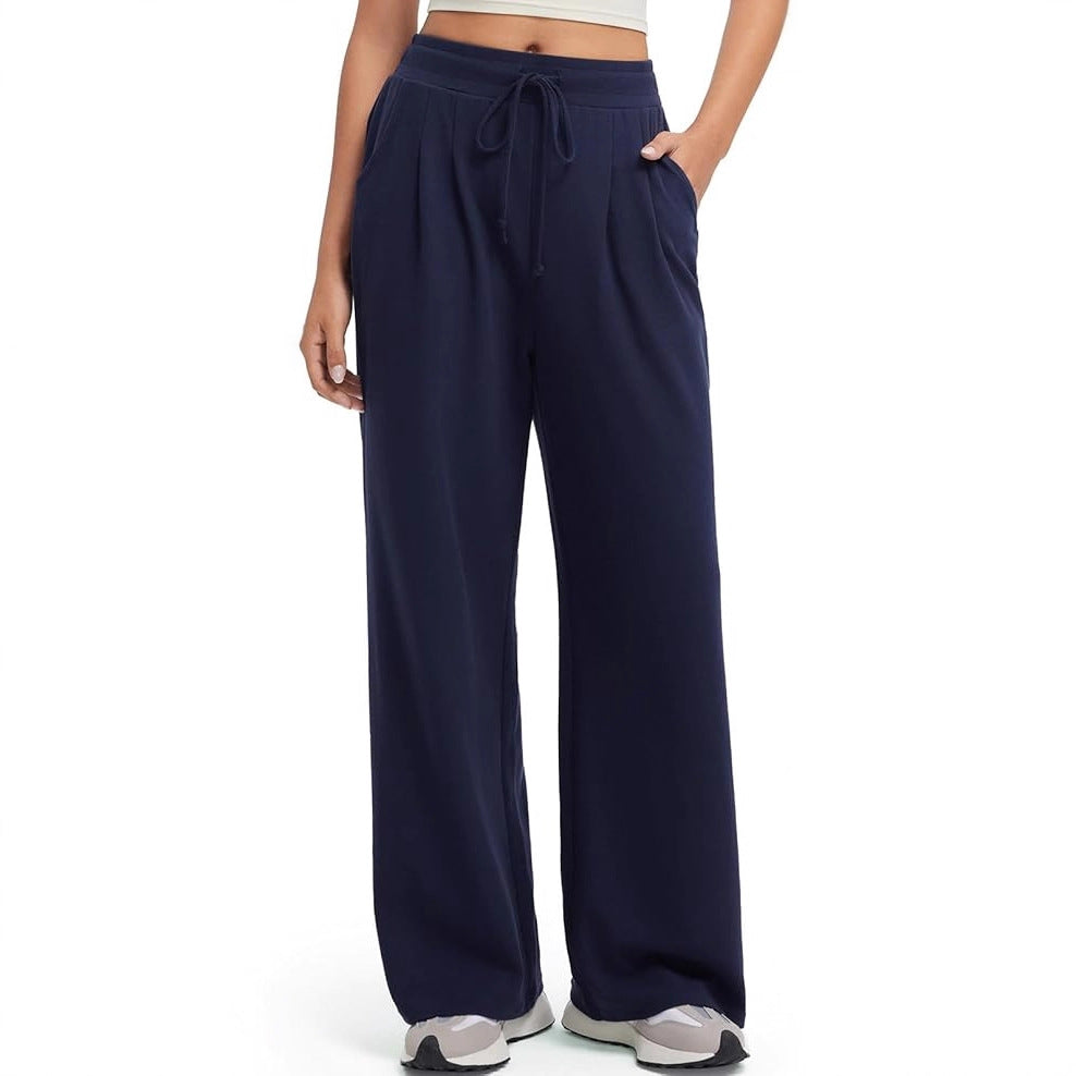 Damen Freizeithose Weite Bein Knopfdetails Eveloria