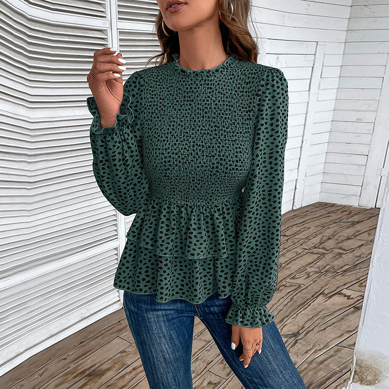 Damen Bluse Rüschendetails Smock Optik Eveloria