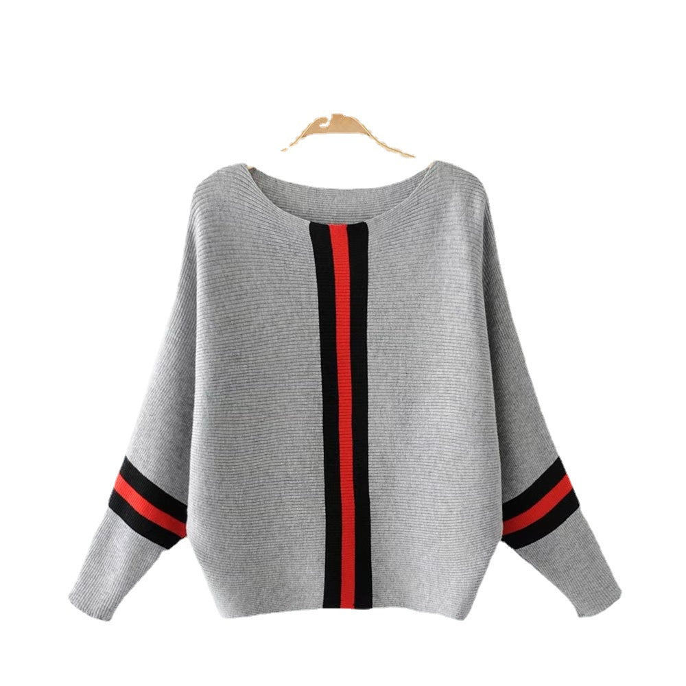 Damen Strickpullover Lässig Mit Streifen Weit Eveloria