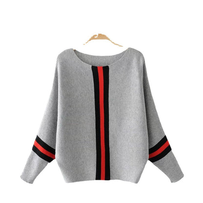 Damen Strickpullover Lässig Mit Streifen Weit Eveloria