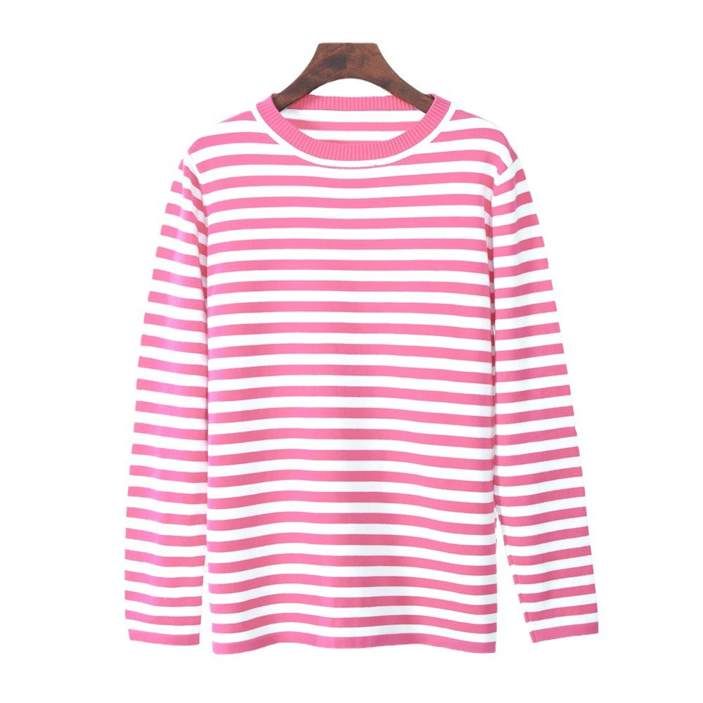 Damen Langarmshirt Geringeltes Muster Eveloria