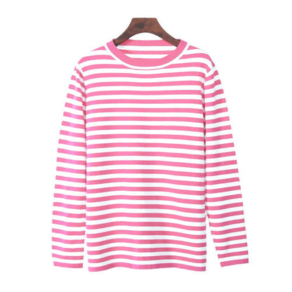 Damen Langarmshirt Geringeltes Muster Eveloria