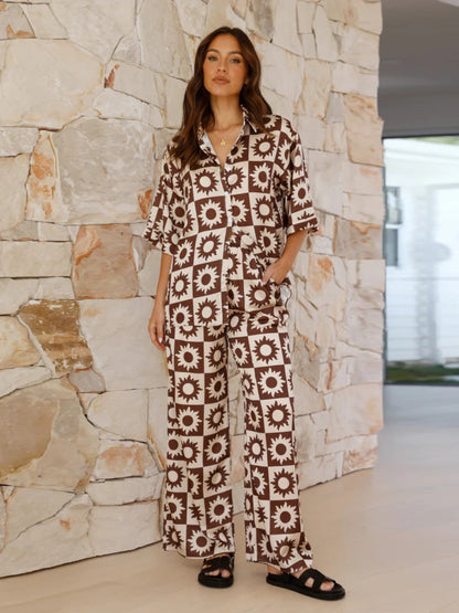 Damen Zweiteiliges Co-Ord Set Bedruckt - Norvielle