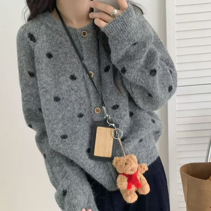 Damen Strickpullover Kuschelig Punktmuster Eveloria