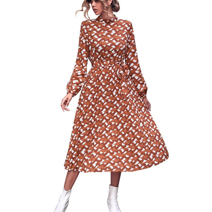 Damen Midikleid Rüschendetails Muster Eveloria
