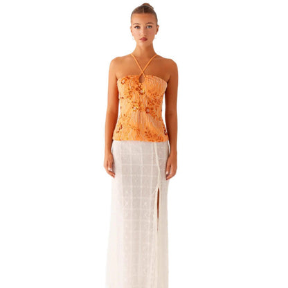 Damen Bustier-Oberteil Glitzernd Floralmuster Mit Applikationen
