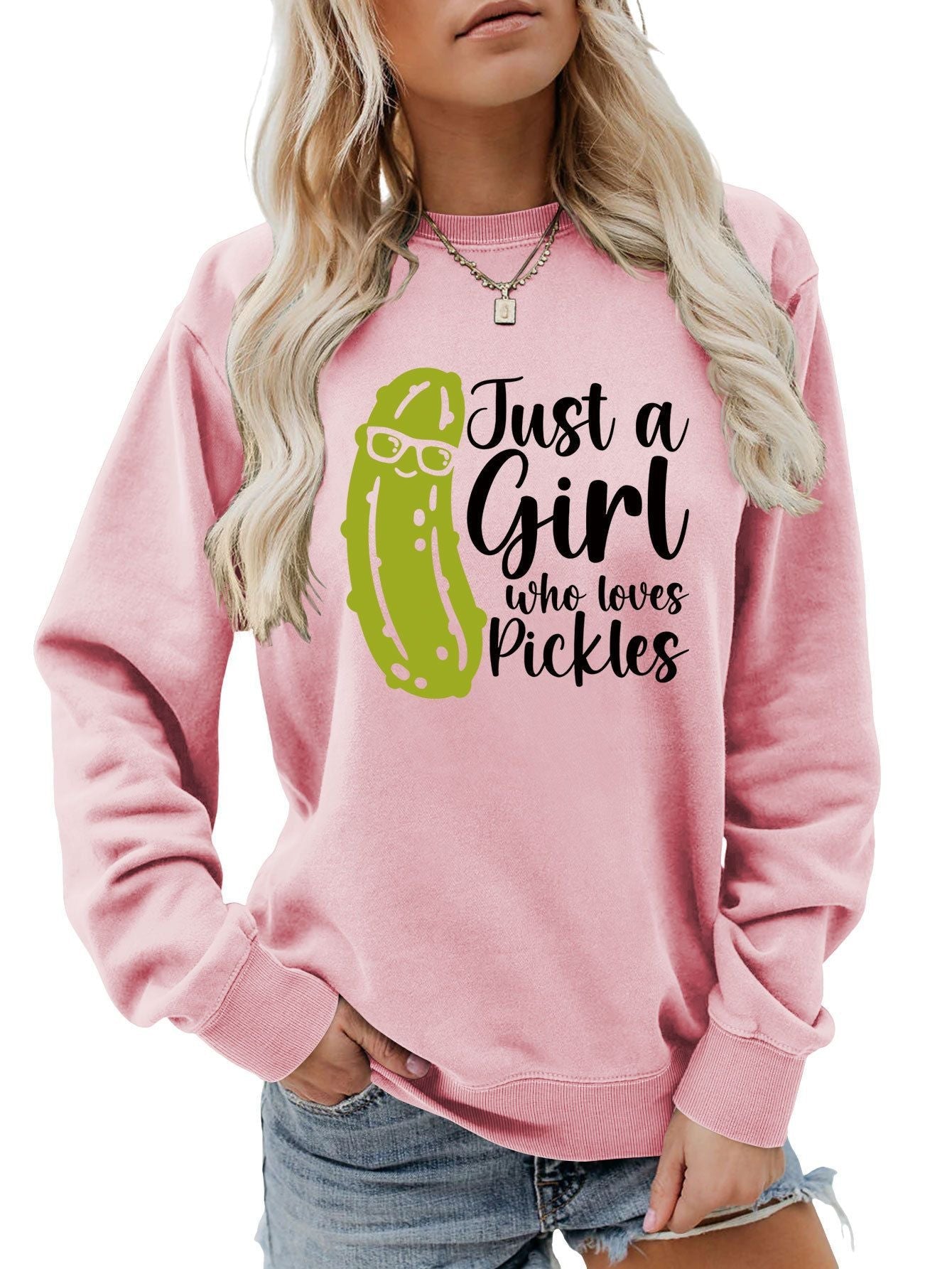Damen Sweatshirt mit Gurkenmotiv und Lässigem Schnitt