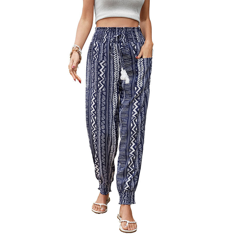Damen Freizeithose Elastischer Bund Ethnoprint