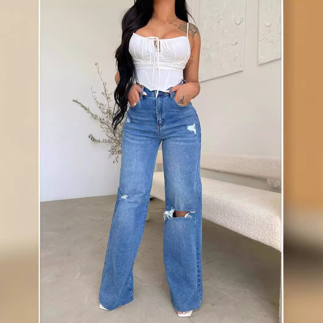 Damen Vintage Jeans Destroyed-Style Hochwand