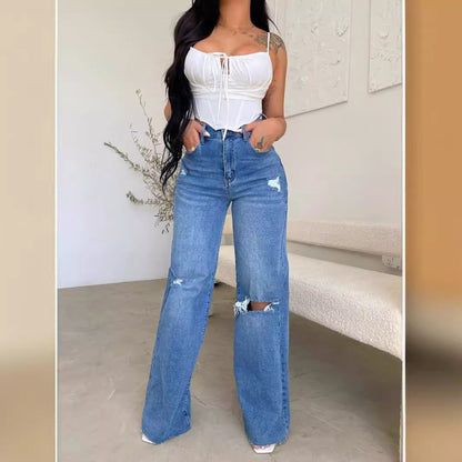 Damen Vintage Jeans Destroyed-Style Hochwand
