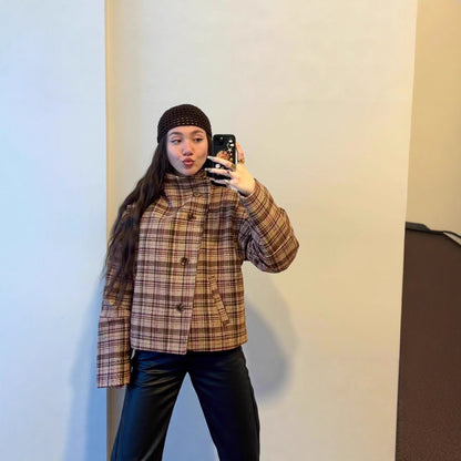 Damen Oversized Karojacke Modisch Eveloria