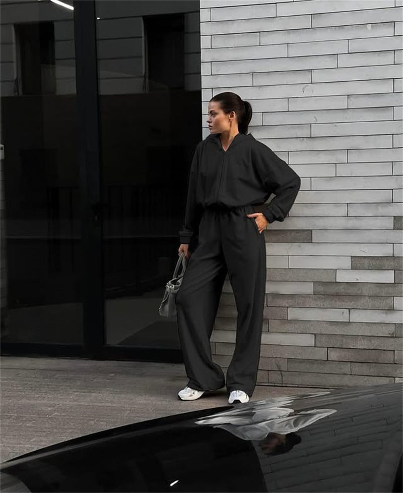 Damen Jumpsuit Kapuze Weites Design Eveloria