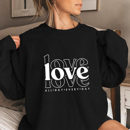 Damen Sweatshirt Voluminöse Ärmel Love-Print Grau Eveloria