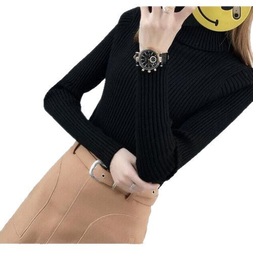 Damen Rollkragenpullover Rippstruktur Eveloria