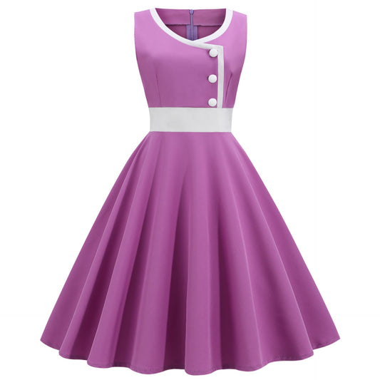 Damen A-Linien Swingkleid mit Knöpfen Elegant Schwarz Eveloria - Eveloria