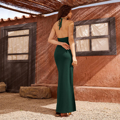 Damen Maxikleid Rippstruktur Figurbetont Eveloria