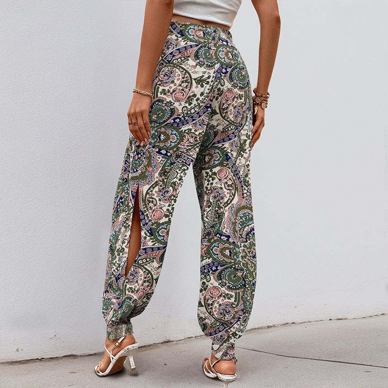 Damen Palazzo-Hose Floralmuster Elastischer Bund Eveloria