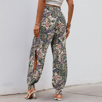 Damen Palazzo-Hose Floralmuster Elastischer Bund Eveloria