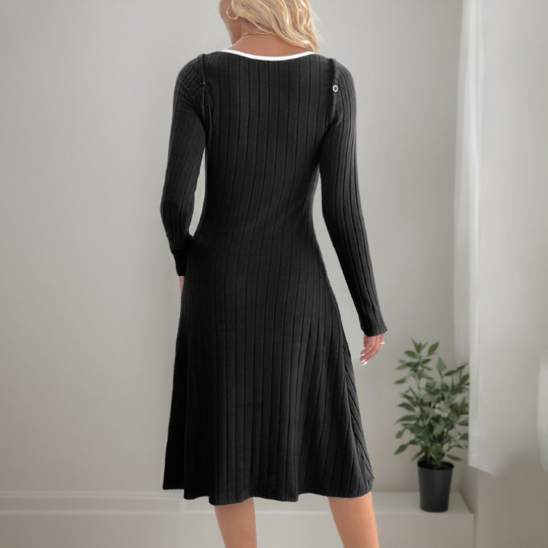 Damen Ärmelloses Midi-Kleid Rippstruktur Eleganter Schlitz