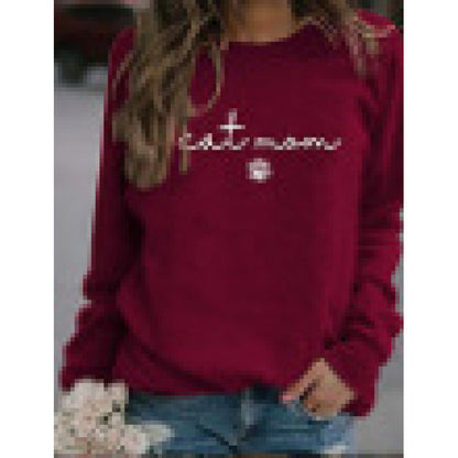 Damen Sweatshirt Katzenmama-Design Grau Eveloria