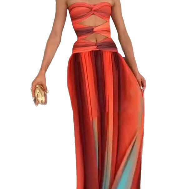 Damen Maxikleid Cut-Out mit fließendem Rock