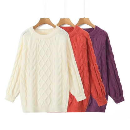 Damen Pullover Strick Zopfmuster Eveloria