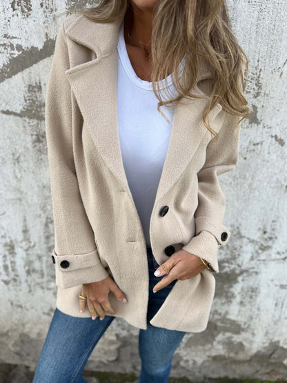 Damen Bouclé-Jacke Doppelter Knopfleiste Eveloria