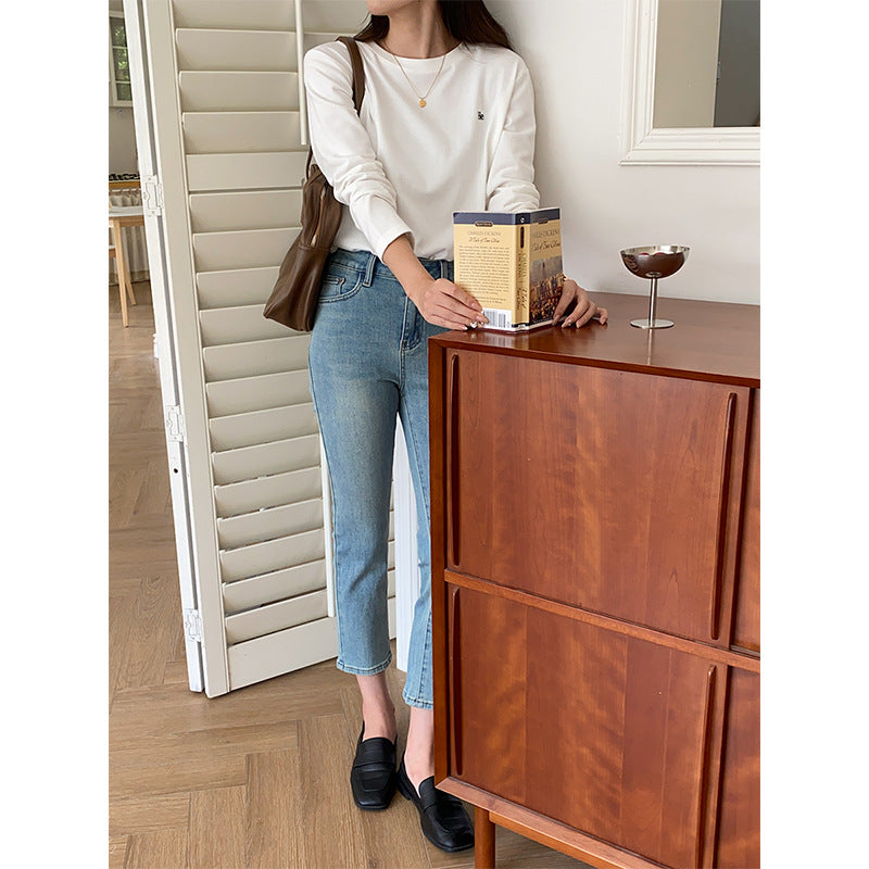 Damen Langarmshirt Lässig Minimalistisch Eveloria