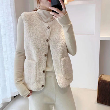 Damen Fleece-Weste Kuschelig mit Taschen Eveloria