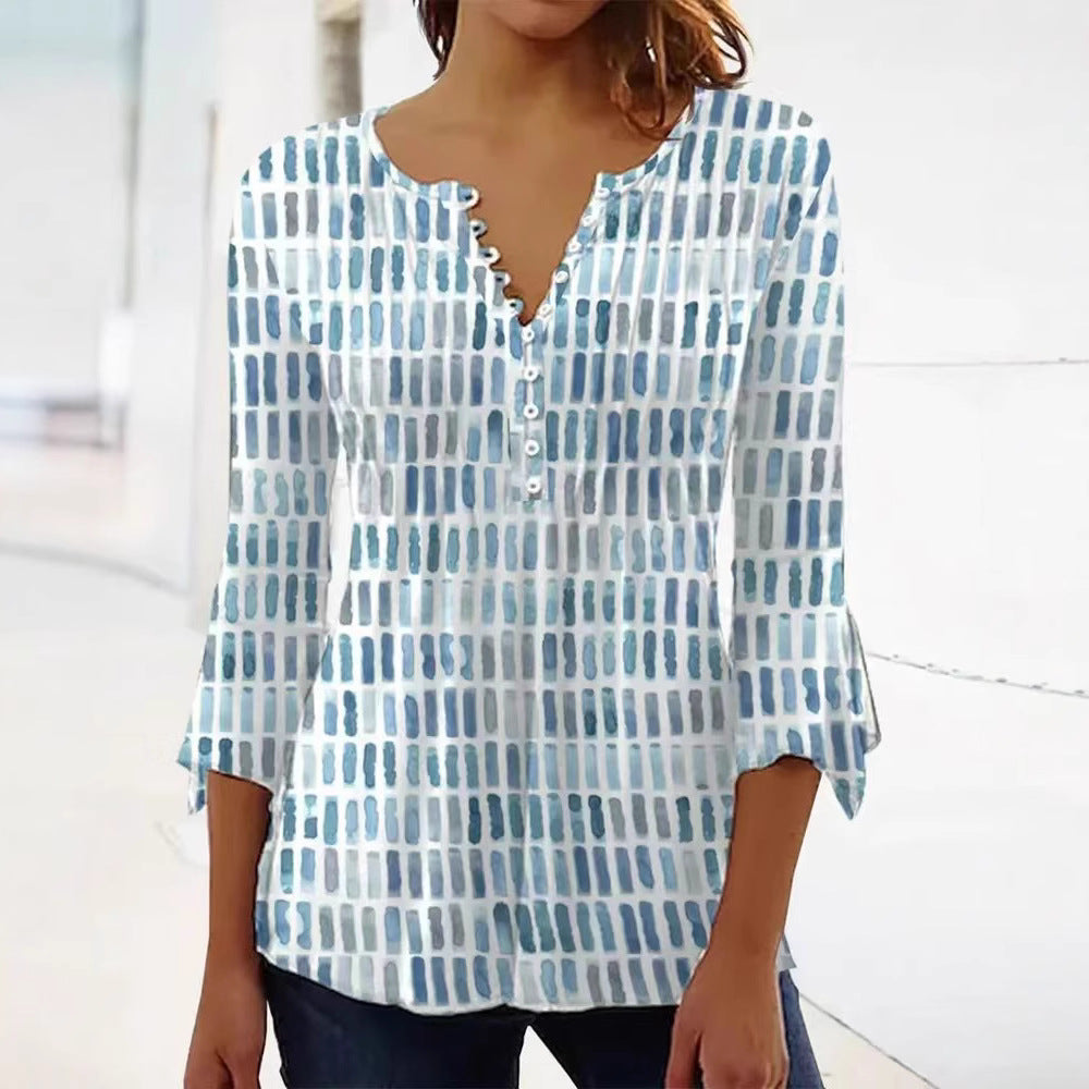 Damen Bluse Modernes Grafikdesign Knöpfe Eveloria