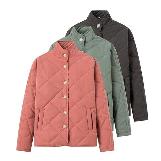 Damen Steppjacke Stehkragen Taschen Schwarz Eveloria - Eveloria