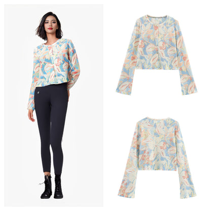 Damen Baumwollcardigan Floralmuster Eveloria - Eveloria