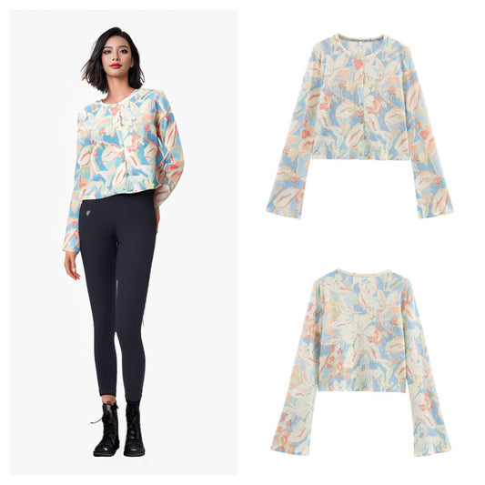 Damen Baumwollcardigan Floralmuster Eveloria - Eveloria