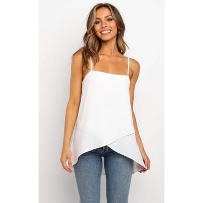 Damen Chiffon-Oberteil Asymmetrisch Spaghettiträger
