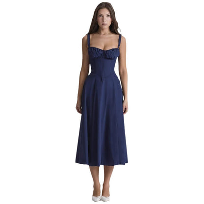 Damen Maxikleid Gerafftes Oberteil Eleganter Schnitt Eveloria