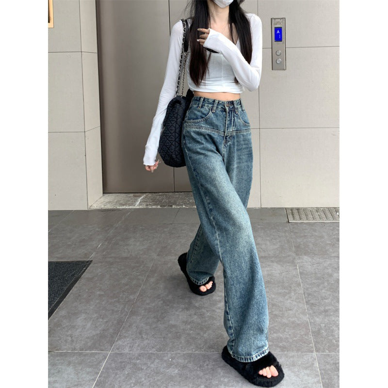 Damen Vintage Jeans Weit Geschnitten Eveloria