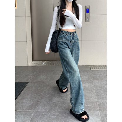 Damen Vintage Jeans Weit Geschnitten Eveloria