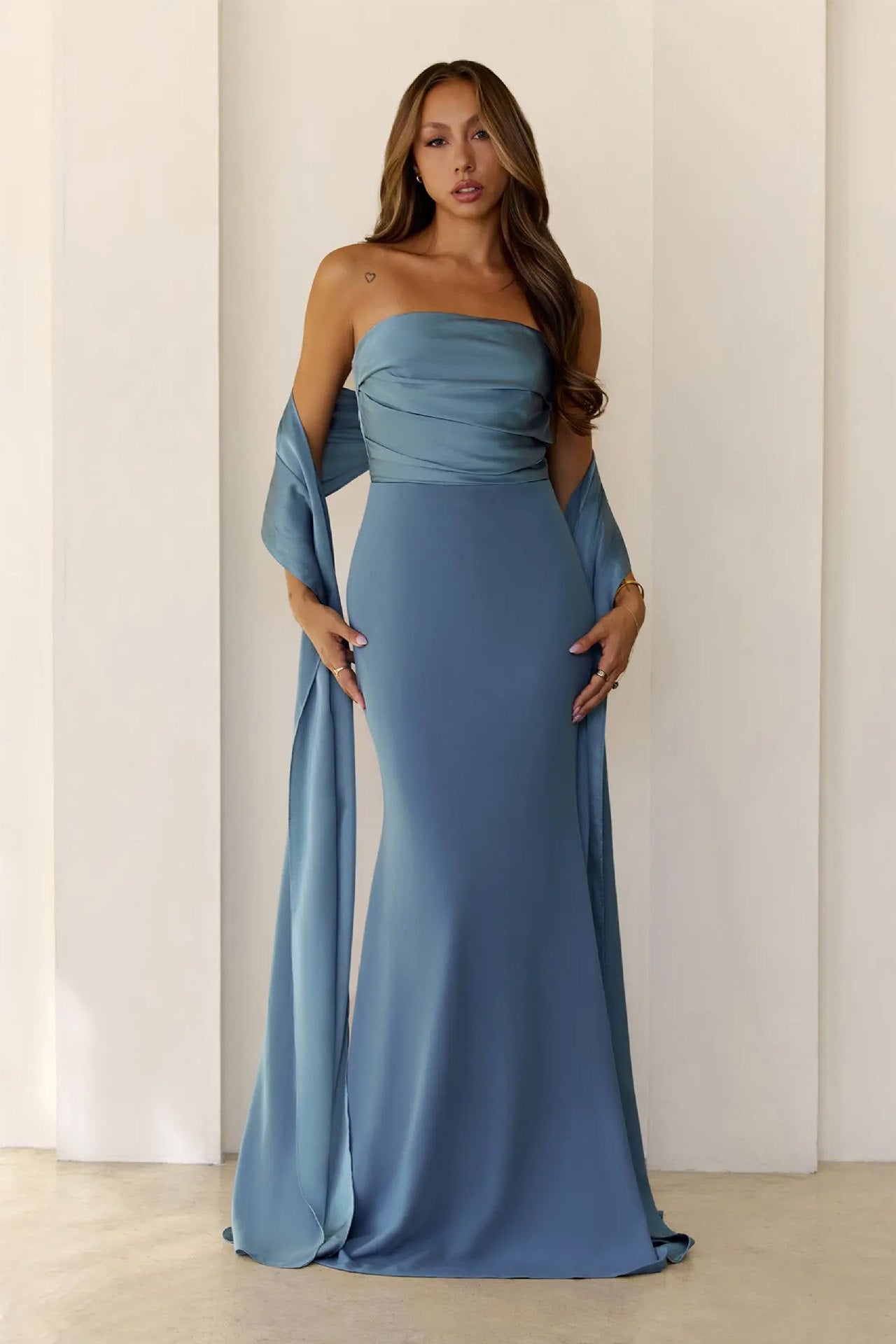 Damen Abendkleid Schulterfrei Fließend Eveloria