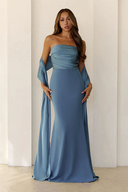 Damen Abendkleid Schulterfrei Fließend Eveloria