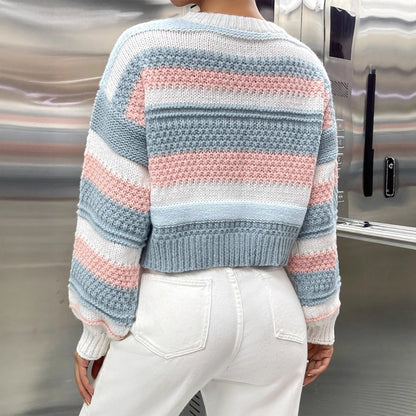 Damen Pullover Streifenmuster Lässiger Schnitt Eveloria