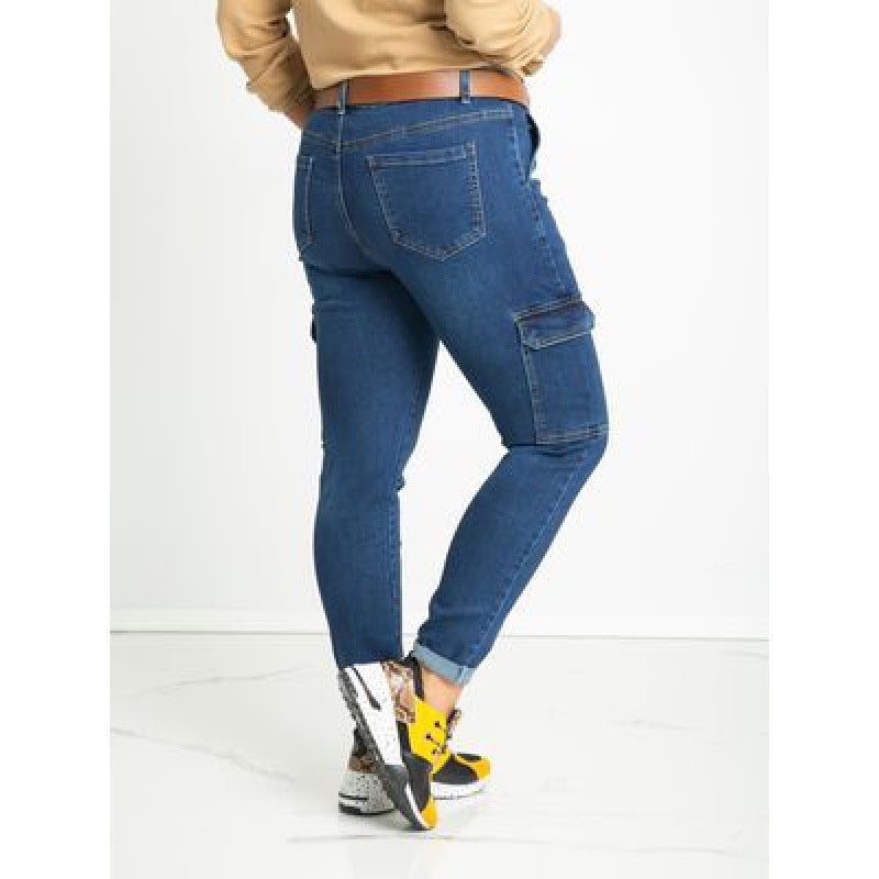 Damen Cargo Jeans Bequem Mit Seitlichen Taschen Eveloria