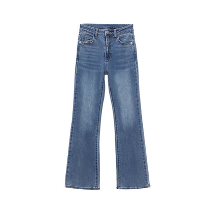 Damen Jeans Hochbund Leicht Ausgestellt Eveloria