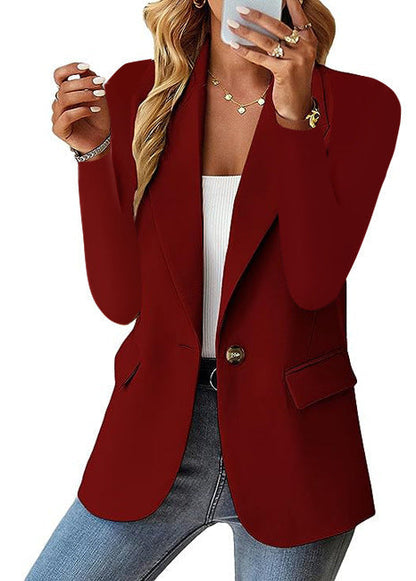 Damen Blazer Elegant Casual Modern mit Taschen Beige