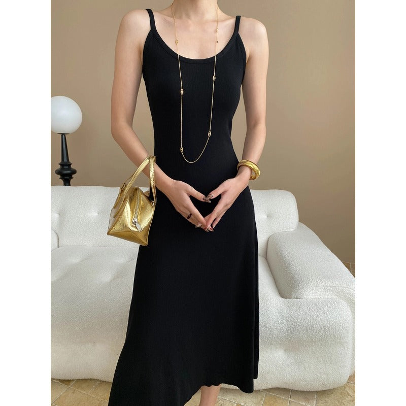 Damen Maxikleid mit Trägern Figurschmeichelnd Schwarz Eveloria - Eveloria