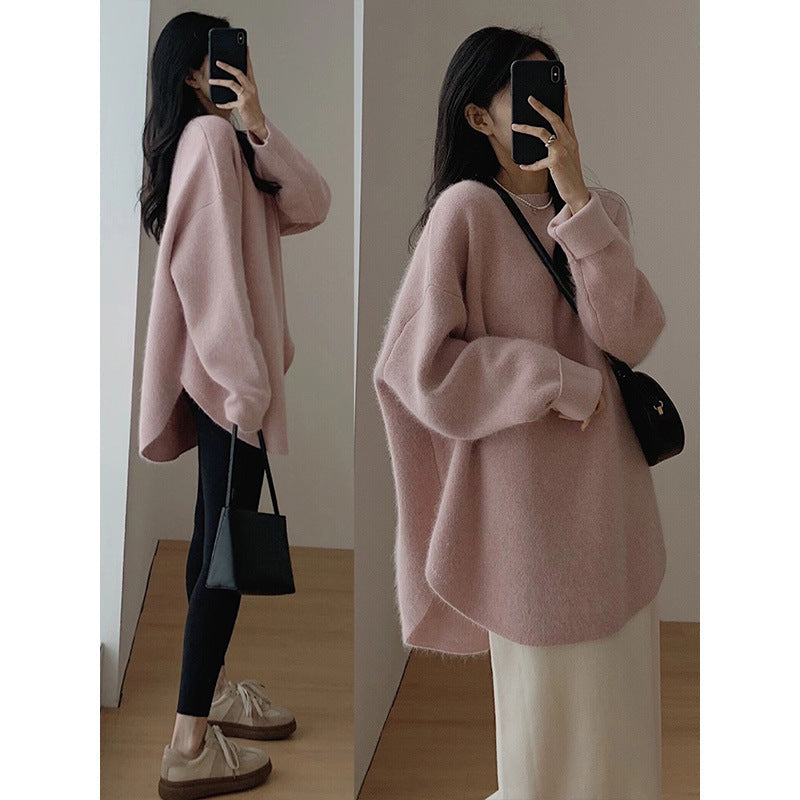 Damen Oversized Kuschelpullover Struktur Oberfläche Lässig Grau