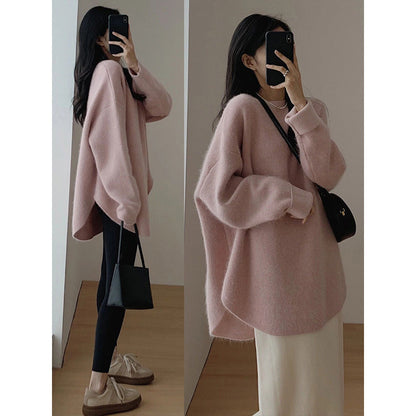 Damen Oversized Kuschelpullover Struktur Oberfläche Lässig Grau