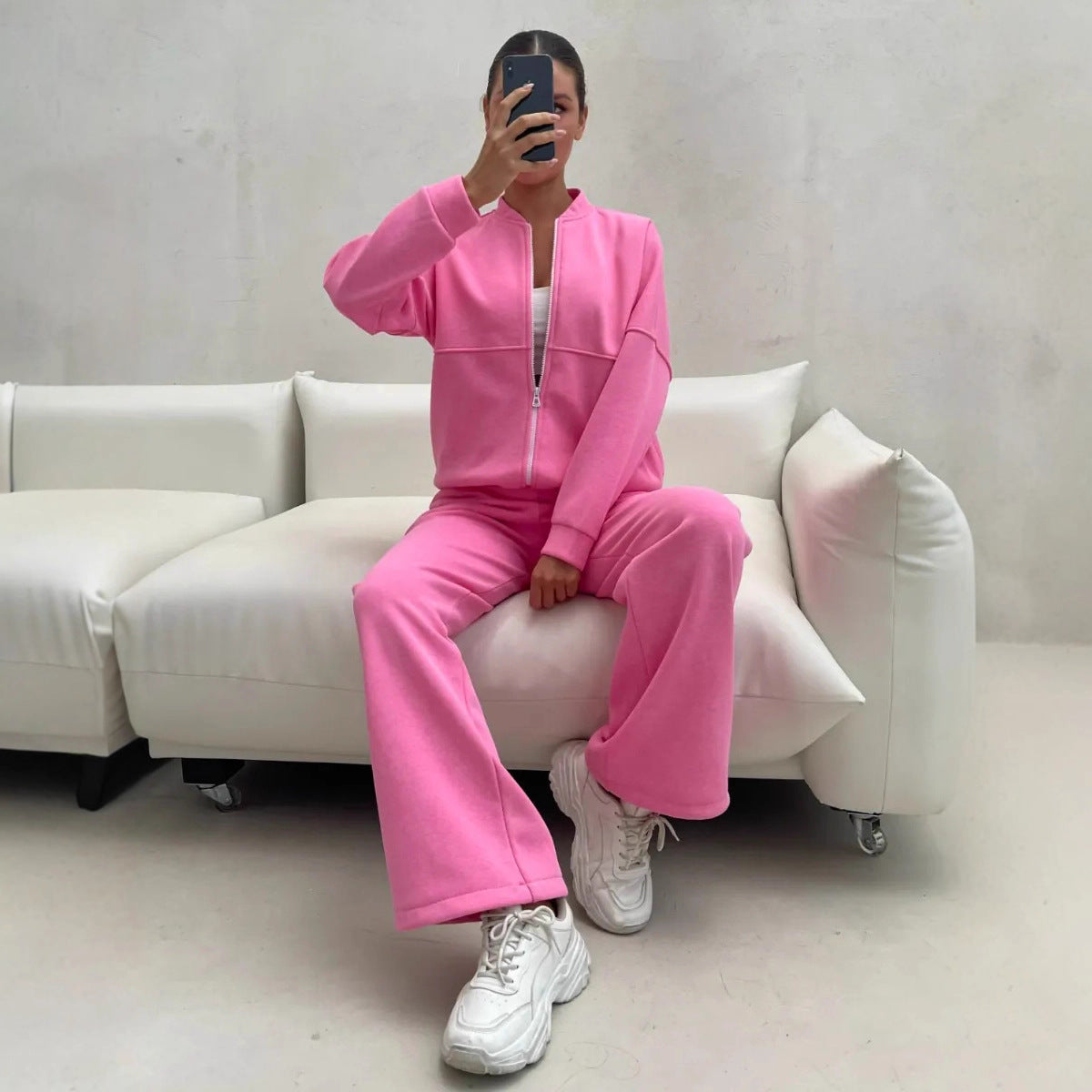 Damen Sportliches Lounge-Set Kuschelige Jacke Bequeme Hosen Eveloria