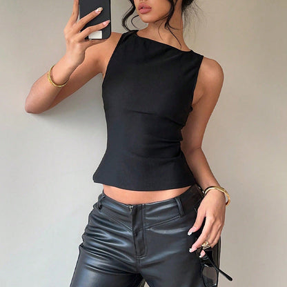 Damen Ärmelloses Oberteil Asymmetrisch Elegant