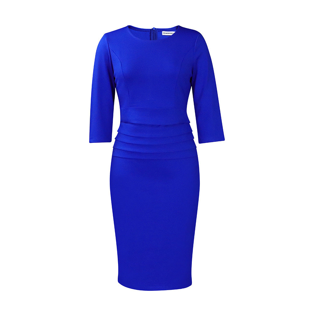 Damen Midi-Kleid 3/4-Ärmel Eveloria Elegantes Figurbetontes